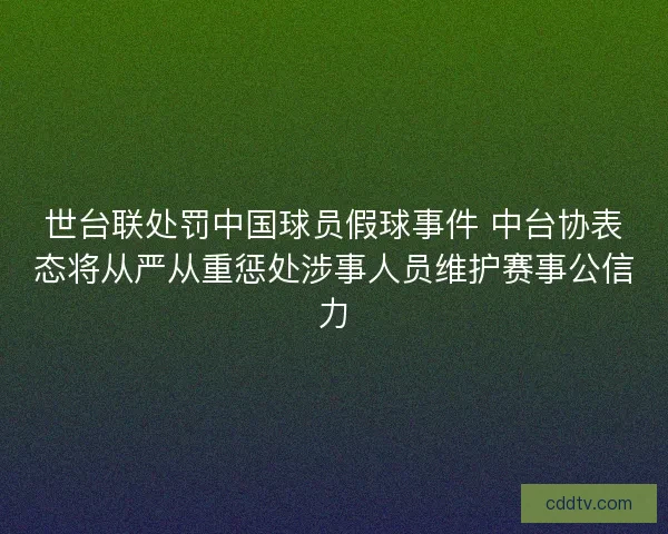 世台联处罚中国球员假球事件 中台协表态将从严从重惩处涉事人员维护赛事公信力
