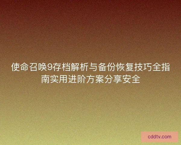 使命召唤9存档解析与备份恢复技巧全指南实用进阶方案分享安全